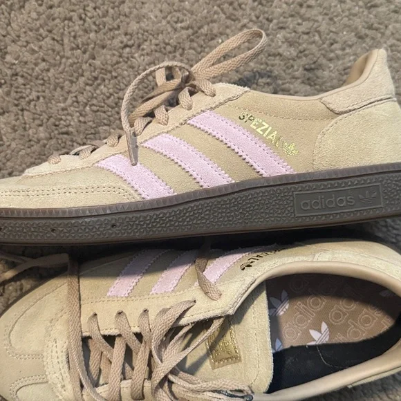 Adidas Tan and Light Pink/Purple suede Sneakers! - Picture 5 of 5